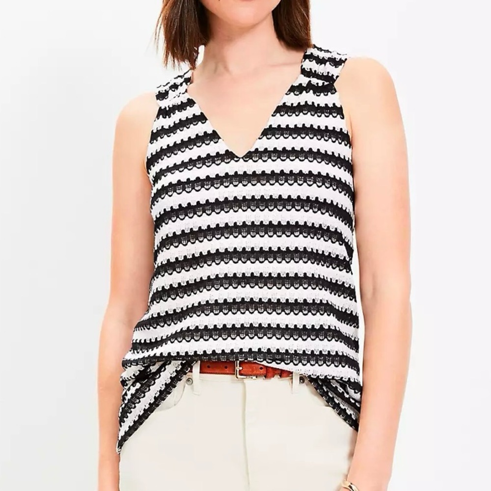 LOFT Crochet V-Neck Top